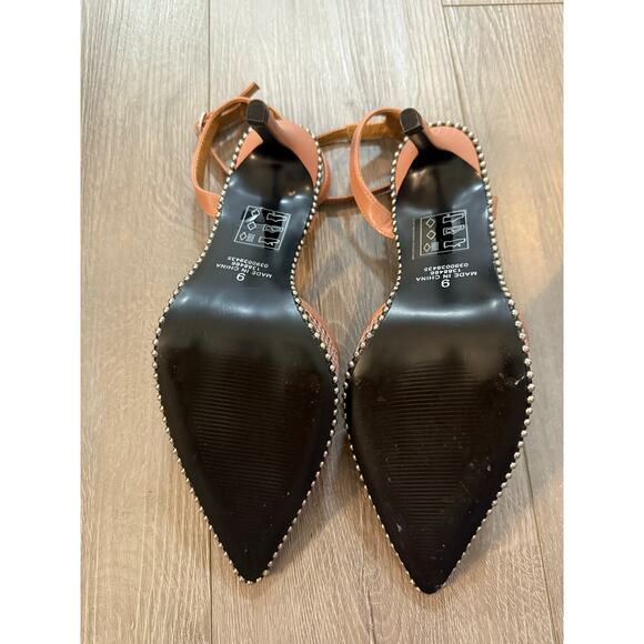 ASOS Blush Nude Mesh Pointed-Toe Ankle Strap Heels – Size 9 - Picture 4 of 6